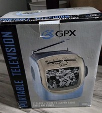 Vintage Black White 5" GPX TVP2 Portable TV With AM FM Radio Orignal Packaging