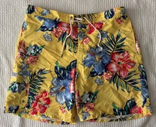 Polo Ralph Lauren Mens XL Swim Trunks Suit Shorts Floral AOP Mesh Lined Yellow