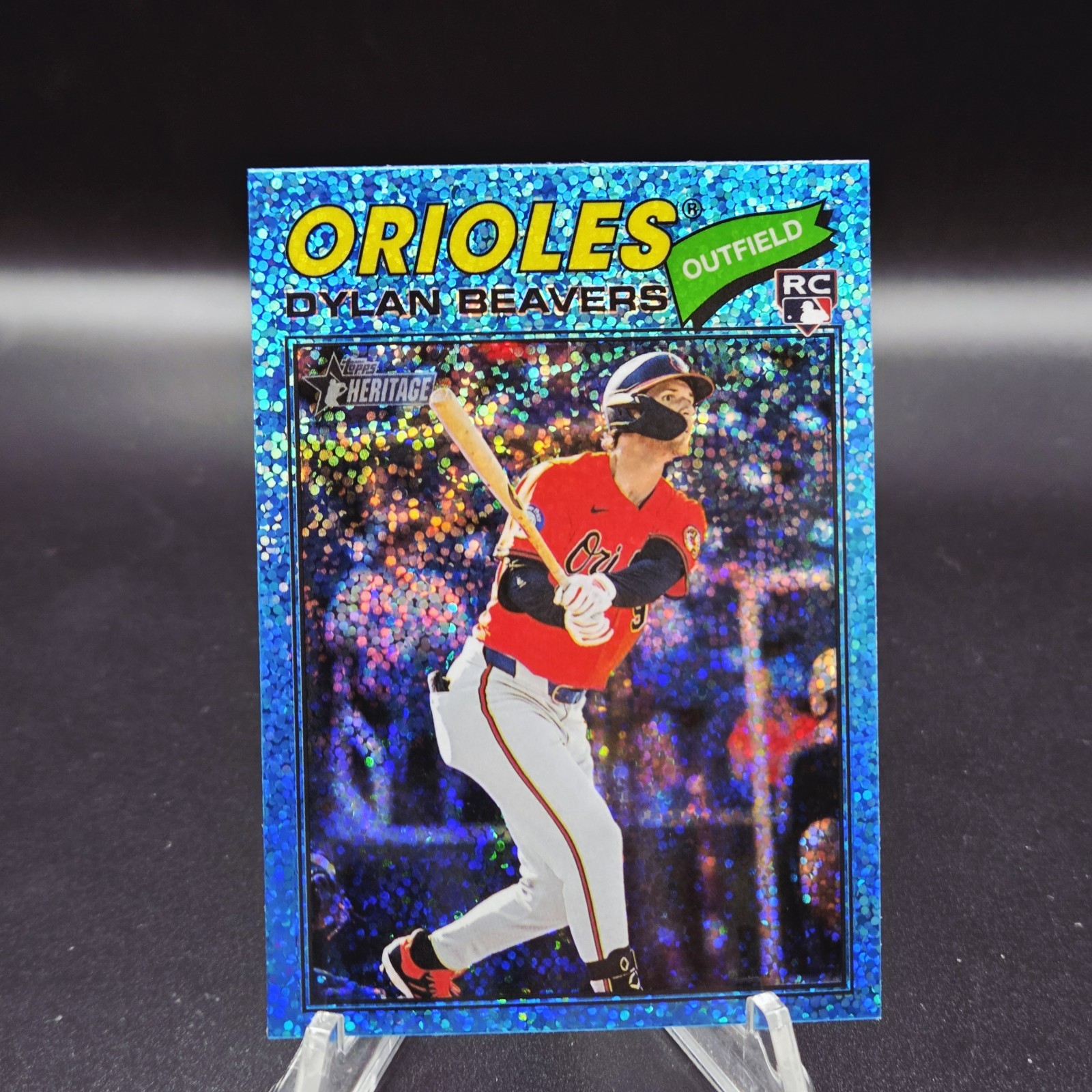 2026 Topps Heritage Light Blue Sparkle Chrome DYLAN BEAVERS RC #48 Orioles