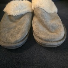 Clarks JMS0583C Women  s 8M Gray Suede Faux Fur Clog Slippers