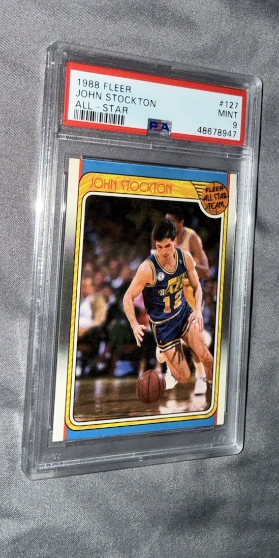 1988 Fleer John Stockton All-Star #127 PSA 9 MINT Utah Jazz Rookie Year Subset
