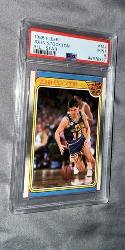 1988 Fleer John Stockton All-Star #127 PSA 9 MINT Utah Jazz Rookie Year Subset