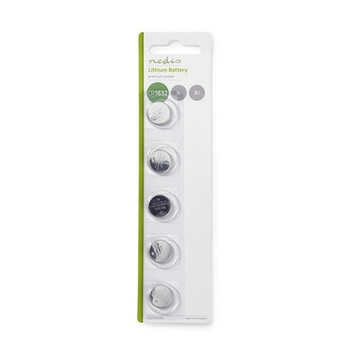 5x Lithium Knopfzelle Knopfzellenbatterie Batterie CR1632 3V in Blisterkarte Set
