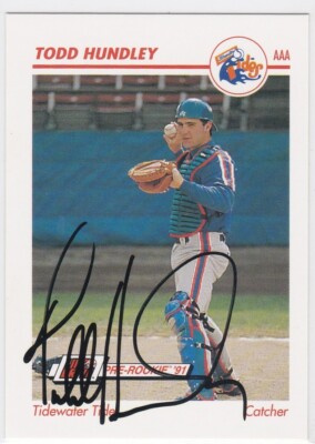 1991 Sky Box #559 Todd Hundley Mets Signed Auto IP Free Shipping!