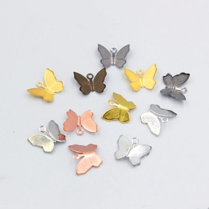 Mini Butterfly Charms Pendant - 11x13MM Multi Color DIY Jewelry Making 100PCS - Image 2 of 4