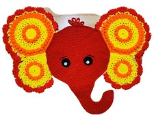 Elephant Rug Mat Crochet Nursery Baby Decor Jungle RED YELLOW NEW-Handmade