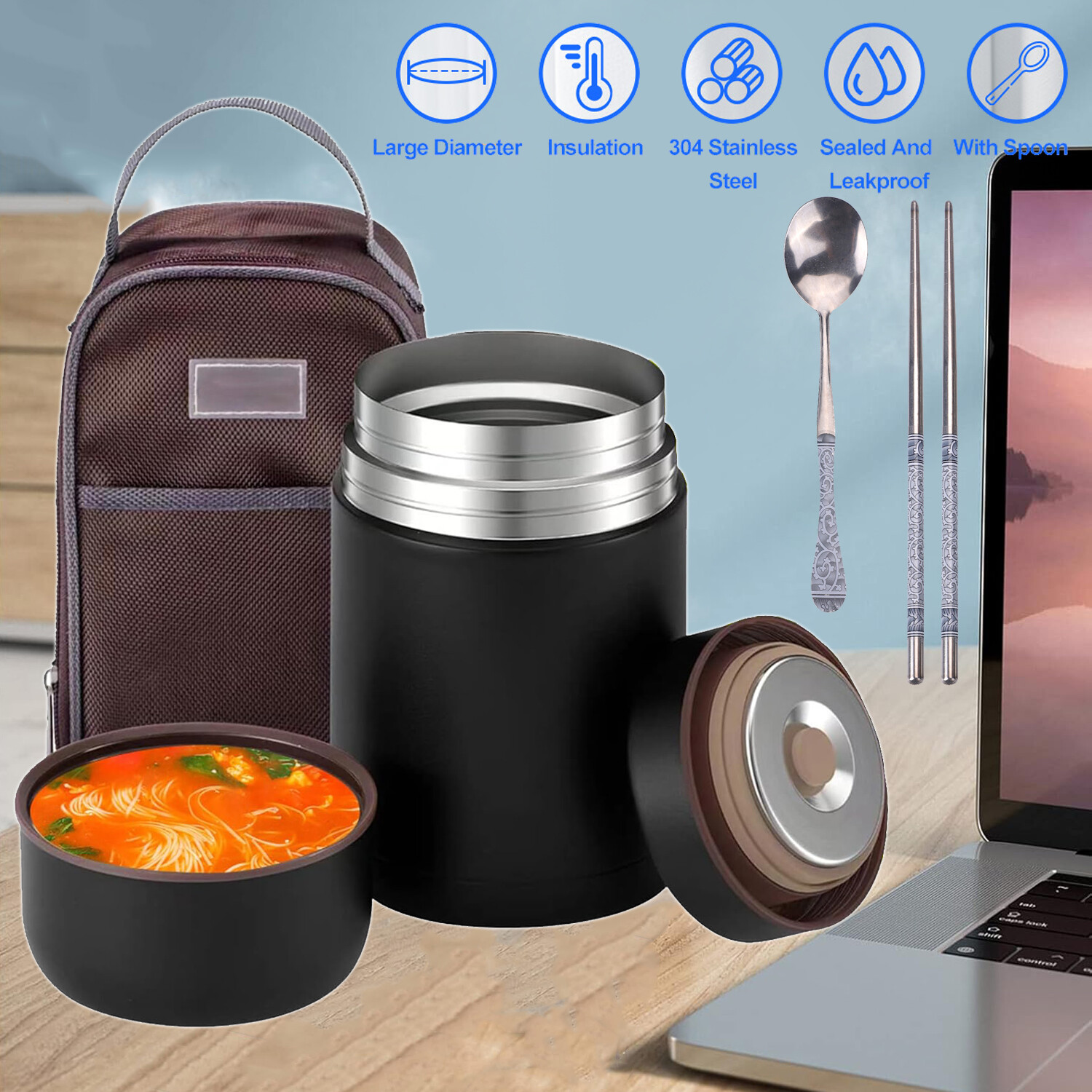 800ml Thermobehälter für Essen Edelstahl BPA-Frei Warmhaltebehälter Thermosdosen