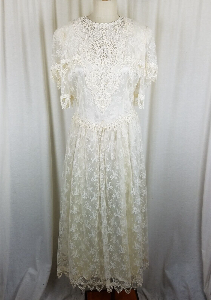 Vintage 80s JESSICA MCCLINTOCK BRIDAL Gunne Sax Dress Lace