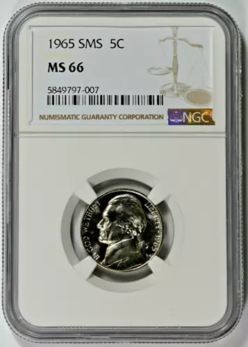 1965 SMS NGC MS 66 Jefferson Nickel - Price Guide $15