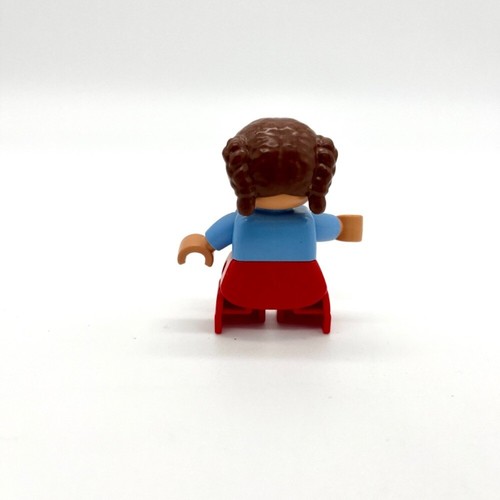 LEGO DUPLO Figure Girl Red Pants Blue Top Brown Hair Toy Doll - Picture 2 of 3
