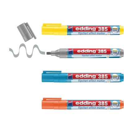 Edding 385 Flipchartmarker für Papier Flipchart Effekt Hightlight+Shadow Marker
