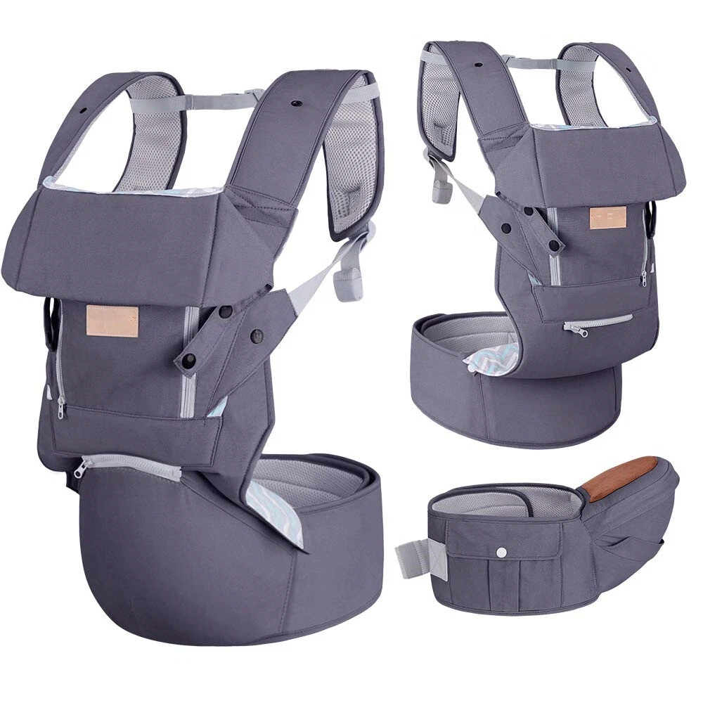 Infant Baby Wrap Carrier with Stool -All Positions Baby Carrier, Baby Hip (Grey)