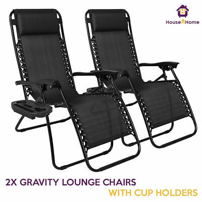 2 X Zero Gravity Chair Sun Lounger, Zero Gravity Chair Table Attachment
