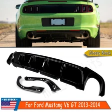 Gloss Black Rear Bumper Diffuser Lip Shark Fin For 2013 2014 Ford Mustang GT V6