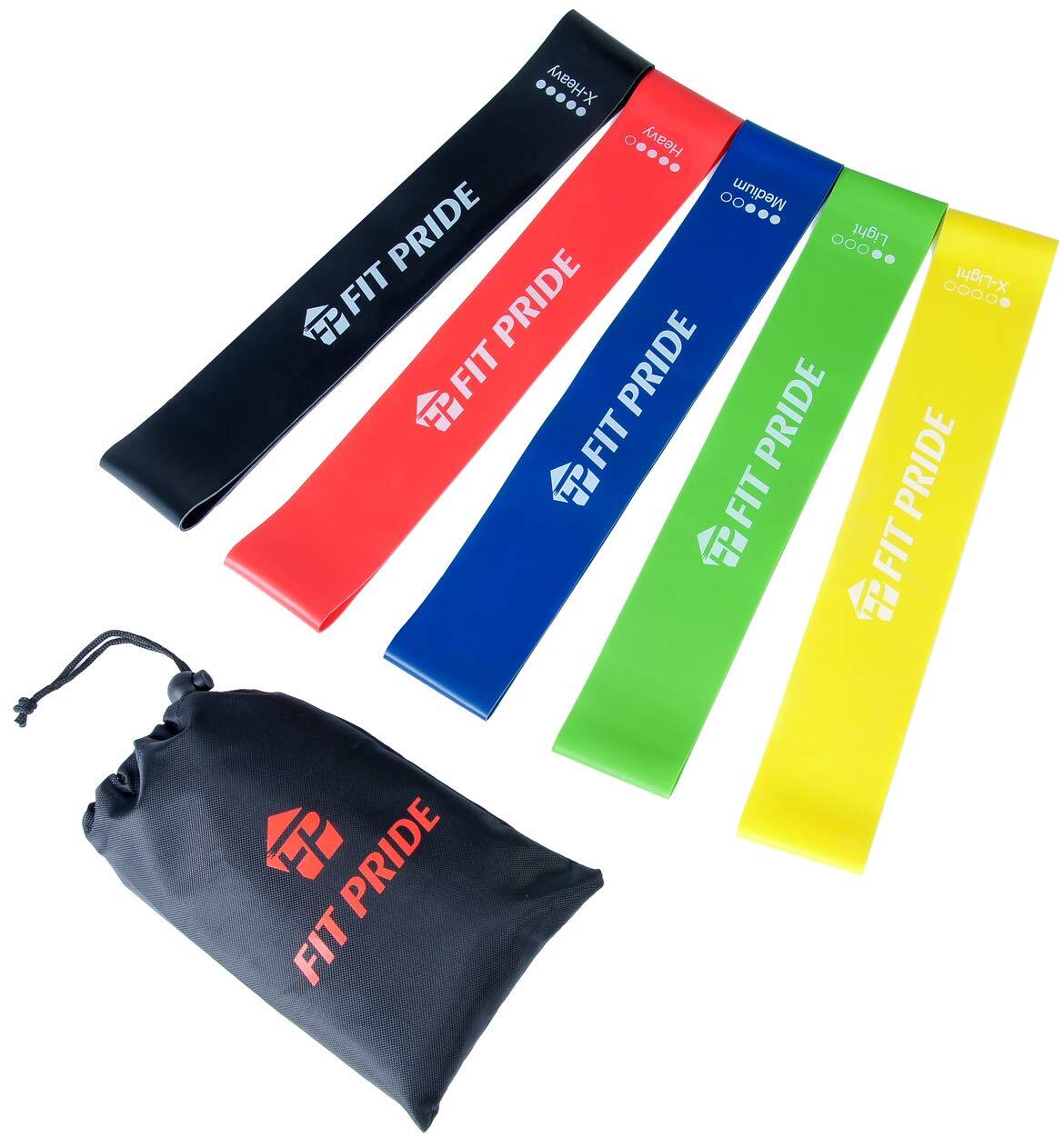 FIT PRIDE Resistance Loop Exercise Bands with Carry Bag and Ebook5 Pack Premi...