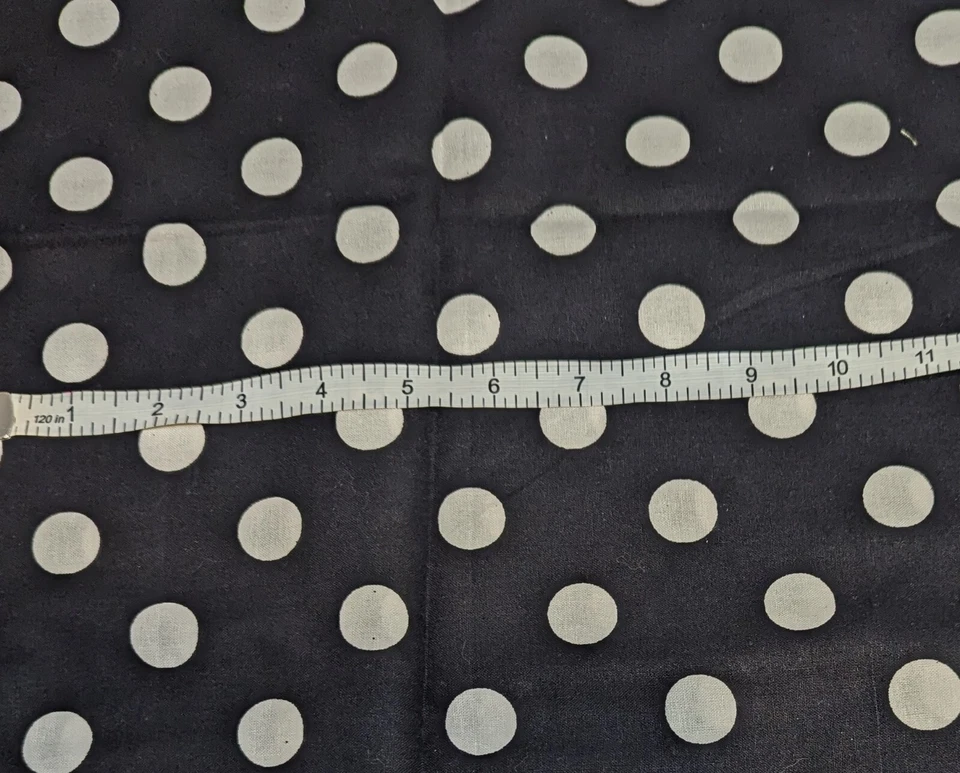 Medium sized Swiss Dots on Black Cotton Fabric 21" wide x 52" length - Image 2 of 2