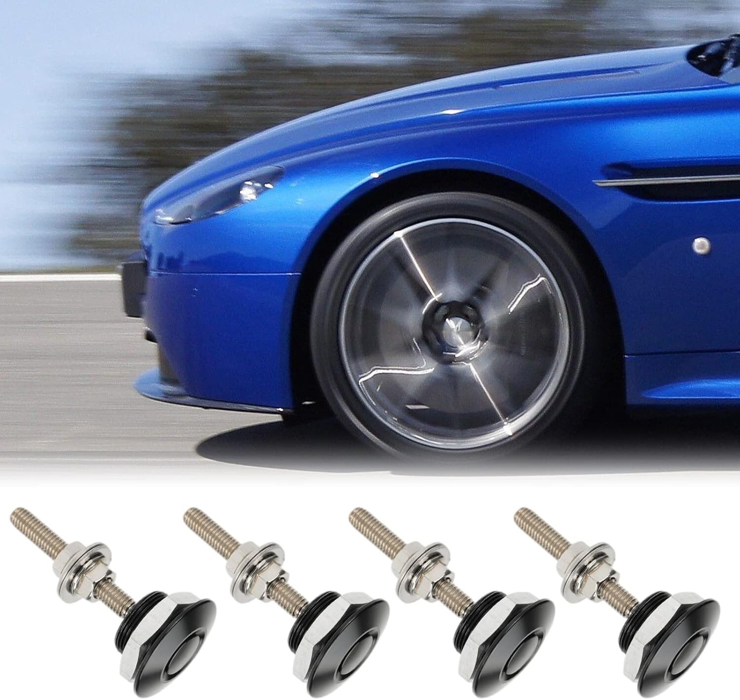 4 Pack Universal Bumper Quick Release Latch, Push Button Car Hood Pins Bonnet Lo
