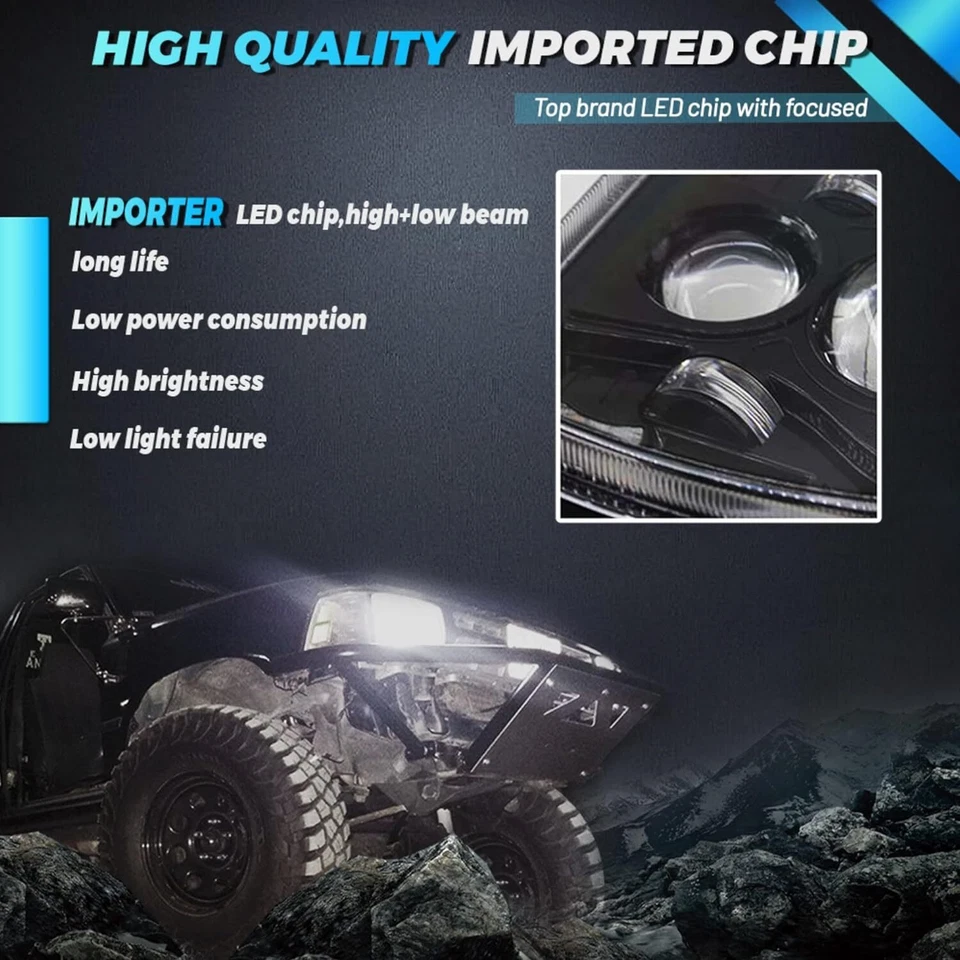 Pair 7x6 5x7" Halo LED Headlights Hi/Lo DRL for Ford F650 F750 F-150 F-250 F-350 — 第 4/4 张图片