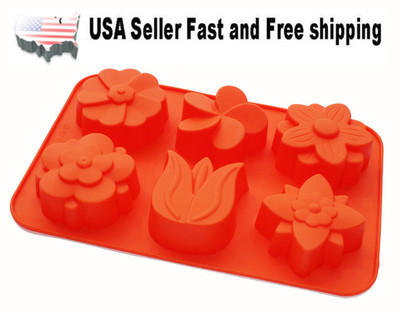 6 Cavity Lily Flower Silicone Mold Soap DIY Handmade Soap Mold US Seller