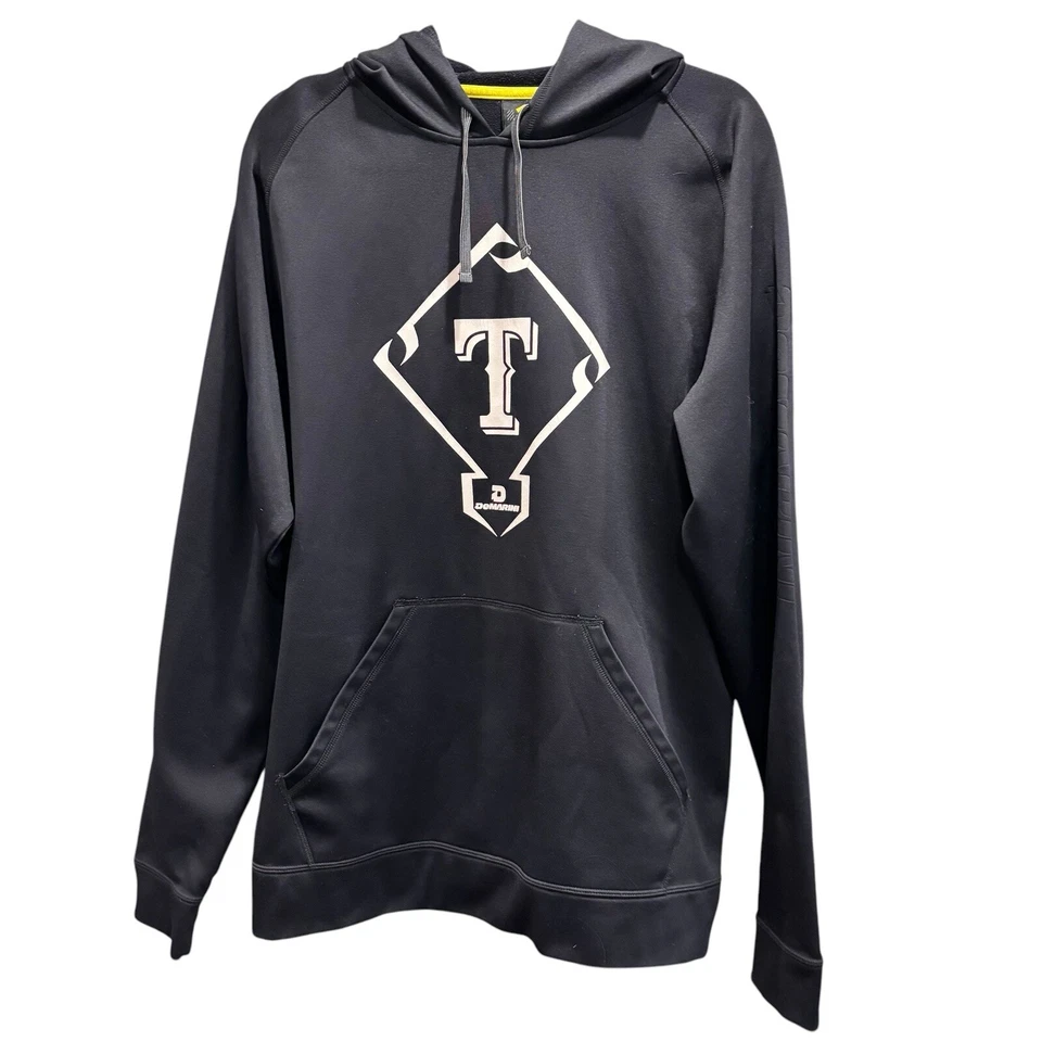 Sudadera con capucha pulóver negra para hombre DeMarini Texas Rangers talla L estampado gráfico de béisbol Foto 2 de 4