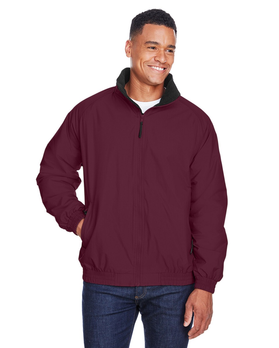 Harriton Adult Fleece-Lined Nylon Jacket M740 Outside Zip Pockets