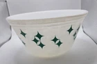 Vtg MCM Federal Glass ATOMIC STARS Diamond TURQUOISE Mixing Nesting BOWL 8”