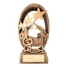 MUSIC MUSICAL GOLD RESIN BAND CHOIR ORCHESTRA SINGING KARAOKE AWARD TROPHY 6.5"