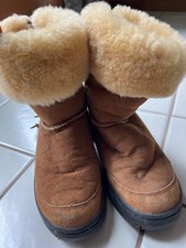UGG Australia Brown Leather Sheepskin Cuff Boots F80081 Women's Size 7