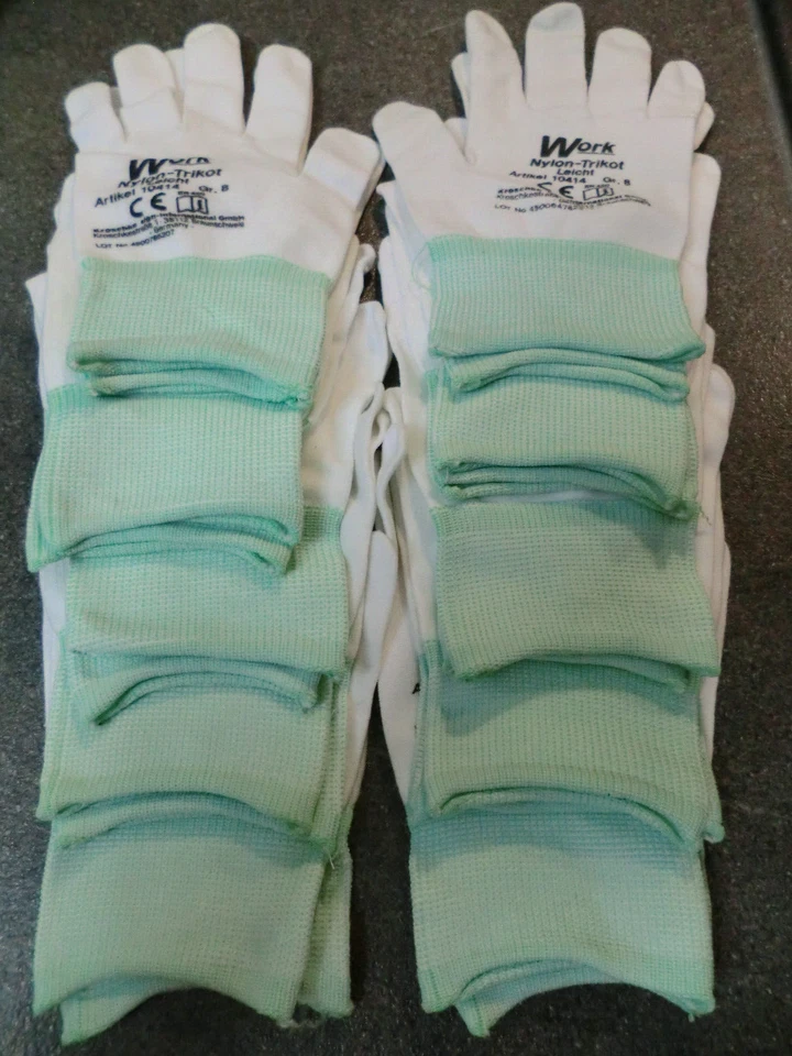10 Paar Kroschke Trikothandschuh Nylon-Trikot Leicht, Kategorie I Grösse 8