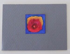 FLOWER ABSTRACT Miniature Pen Ink Micro Mini Painting1&#034;x1&#034; Julia Garcia OOAK NEW