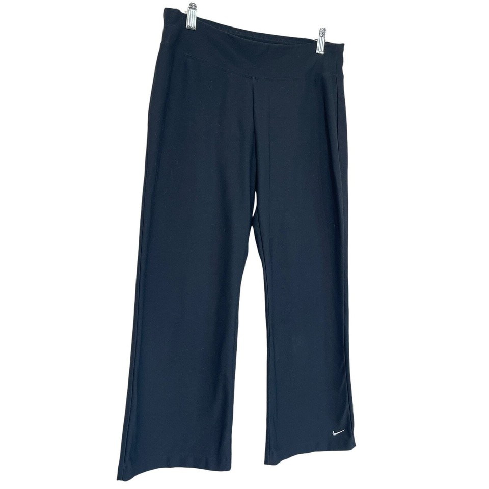 Nike Dri Fit Women's Small Black Wide Leg Crop Stretch Workout Pants