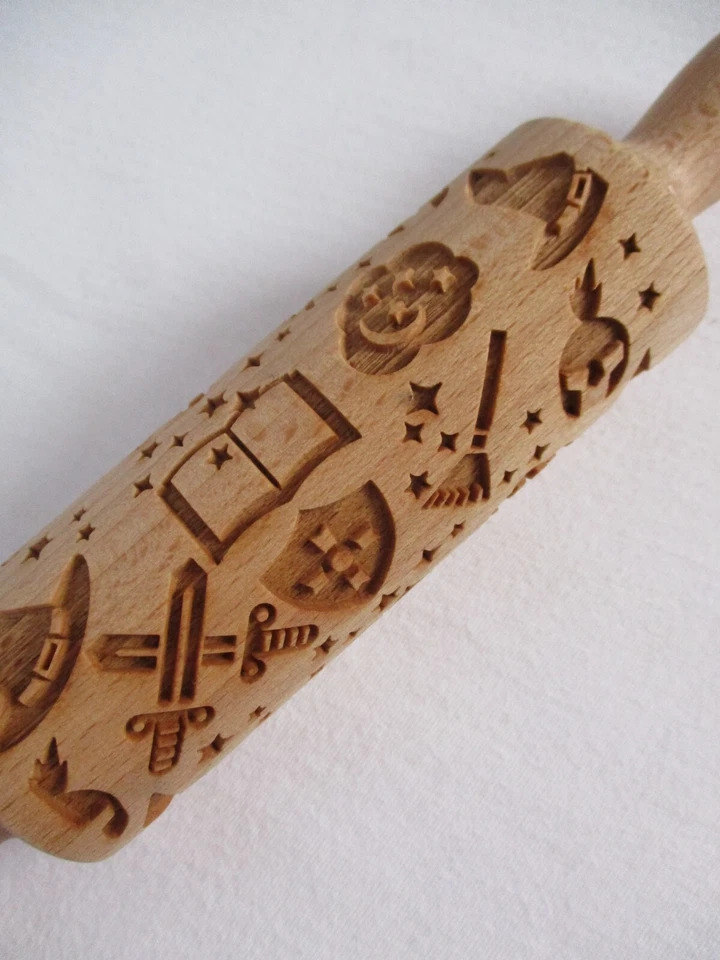 Mood for Wood Embossing Rolling Pin Harry Potter Designs Cookies Roller Wooden - Image 2 of 4