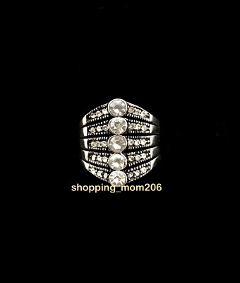 Lia Sophia ''Imperial  Silver Tone w/Cut Crystals Ring - Size 6