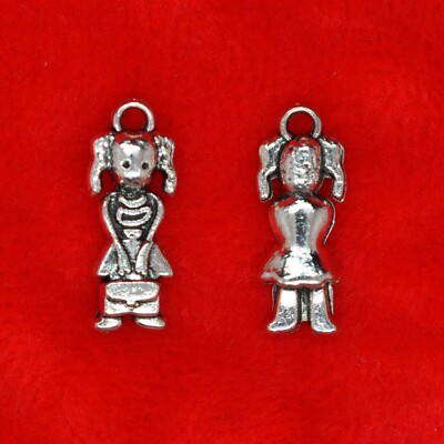 15 x Tibetisches Silber Schulmädchen Schüler Tasche niedlich Charms Anhänger
