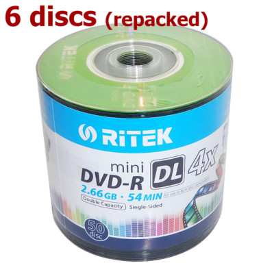 Ritek Mini Dual Layer DVD-R Blank DVD DL 4x 8cm 2.6 GB Recordable Repacked - 6