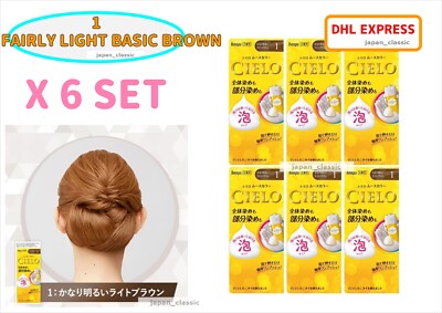CIELO HOYU HAIR MOUSSE COLOR #1 FAIRLY LIGHT BASIC BROWN X 6 SET