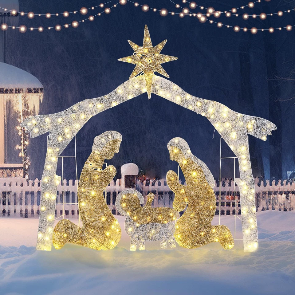 6FT Outdoor Christmas Decoration Jesus Baby Nativity Scene Arch Decor for Yard