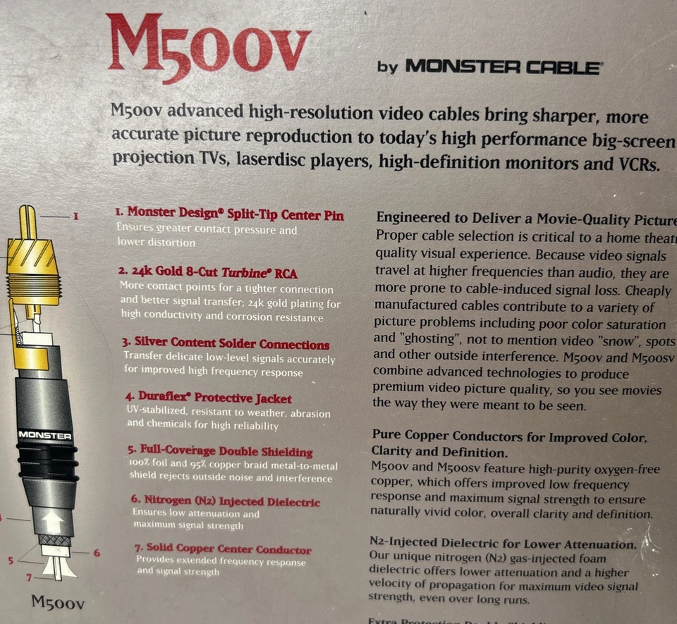 MONSTER M SERIES M500V ADVANCED S-VIDEO INTERCONNECT CABLE 2M - Image 3 of 4