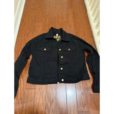 MICHEAL KORS マイケルコース ロゴデニム ジャケット 金ボタン L Michael Michael Kors Black Denim Jacket Gold Hardware Trucker MK