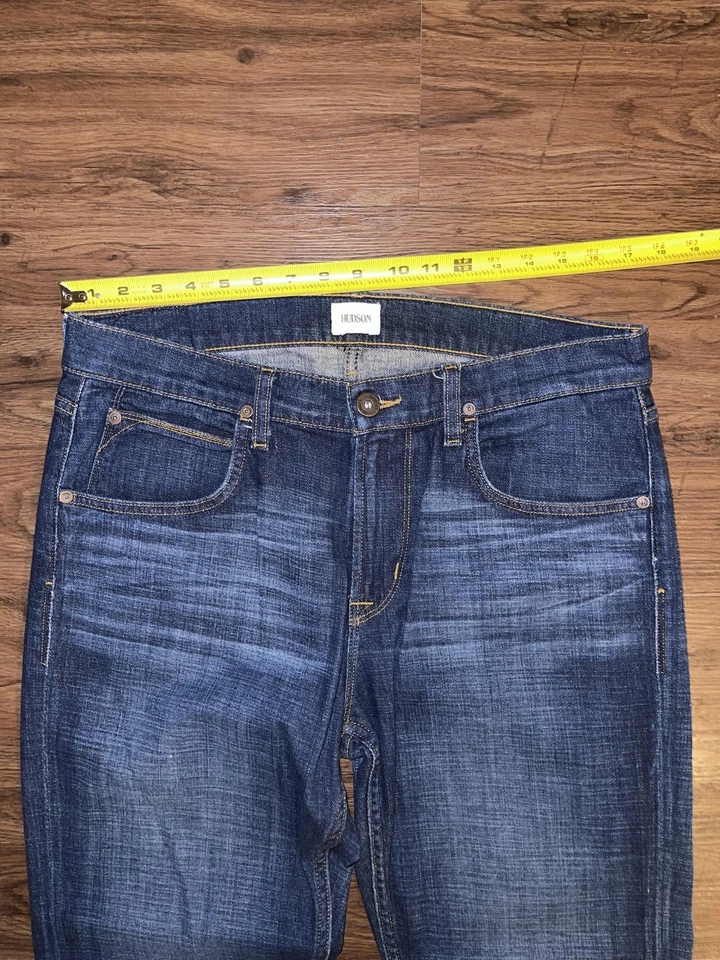 Hudson Jeans Mens 34 Blue Denim Straight Leg Stretch Medium Wash Five Pocket - Image 3 of 4