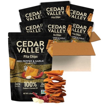 Cedar Valley Pita Chips Red Pepper & Garlic | 180g Pack of 6 | Seed Oil Free,...