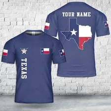 Custom Name Texas Flag and Map T-Shirt 3D