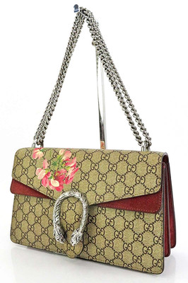 Authentic GUCCI Blue GG PVC Canvas Blooms Dionysus Shoulder Bag Purse #63488