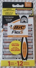 BIC Flex5~Refillable Men’s Razor (1 Handle +12 Cartridges) 5 Blades Last Longer