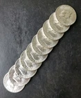 Lot of 10 1954 S 50c Franklin Silver Half Dollars