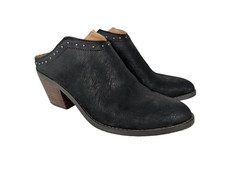 Lucky Brand Mabri Leather Mules Black Right Sz 8.5 and Left Sz 8 Studded Slip on