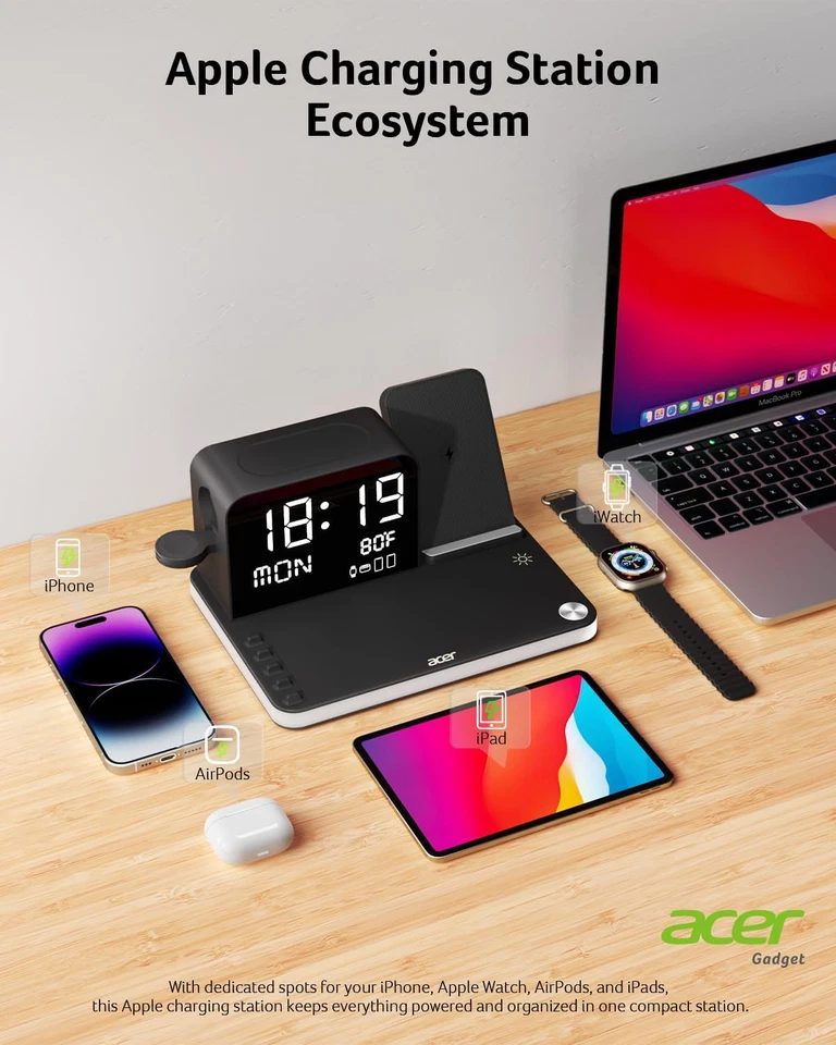 Acer 7-In-1 Wireless Charging Station: Charger Stand for Multiple Devices for Ap - Image 3 of 4