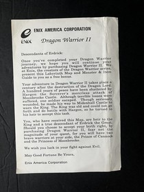 World of Dragon Warrior II (2) Map Poster Insert Video Game Nintendo NES Vintage