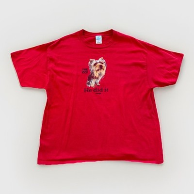 Vintage The Dog Artlist Collection Shirt Mens XL Yorkshire Terrier Red Y2K