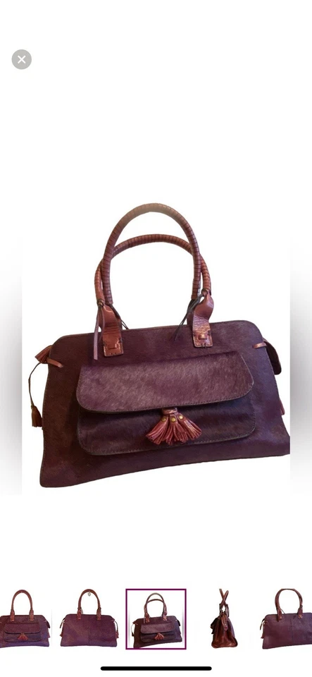 Bolso de Hombro ANTONIO MELANI Cuero Cabello de Becerro Borgoña Foto 3 de 4